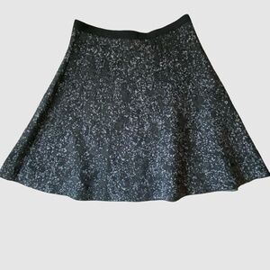 Theory Black/White Wool Blend Knit Pull On Casual Preppy Mini Skirt- Sz-S